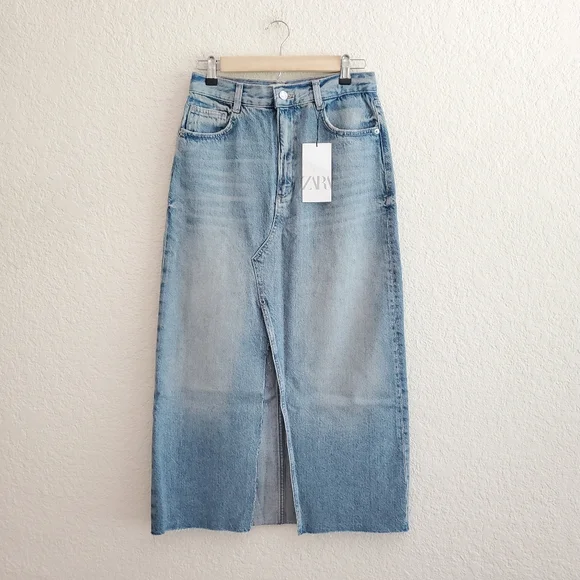 Zara Long Denim Slit Skirt size XS blue - Picture 15 of 15